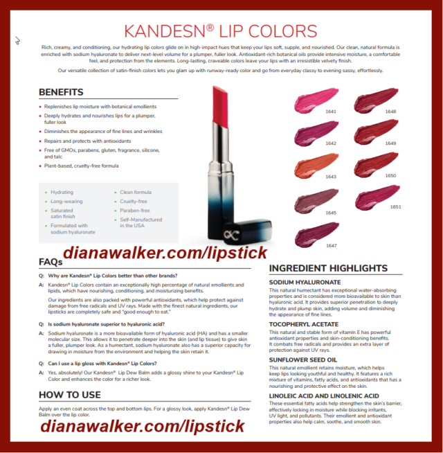 Lipstick Sunrider Kandesn Diana Walker Description