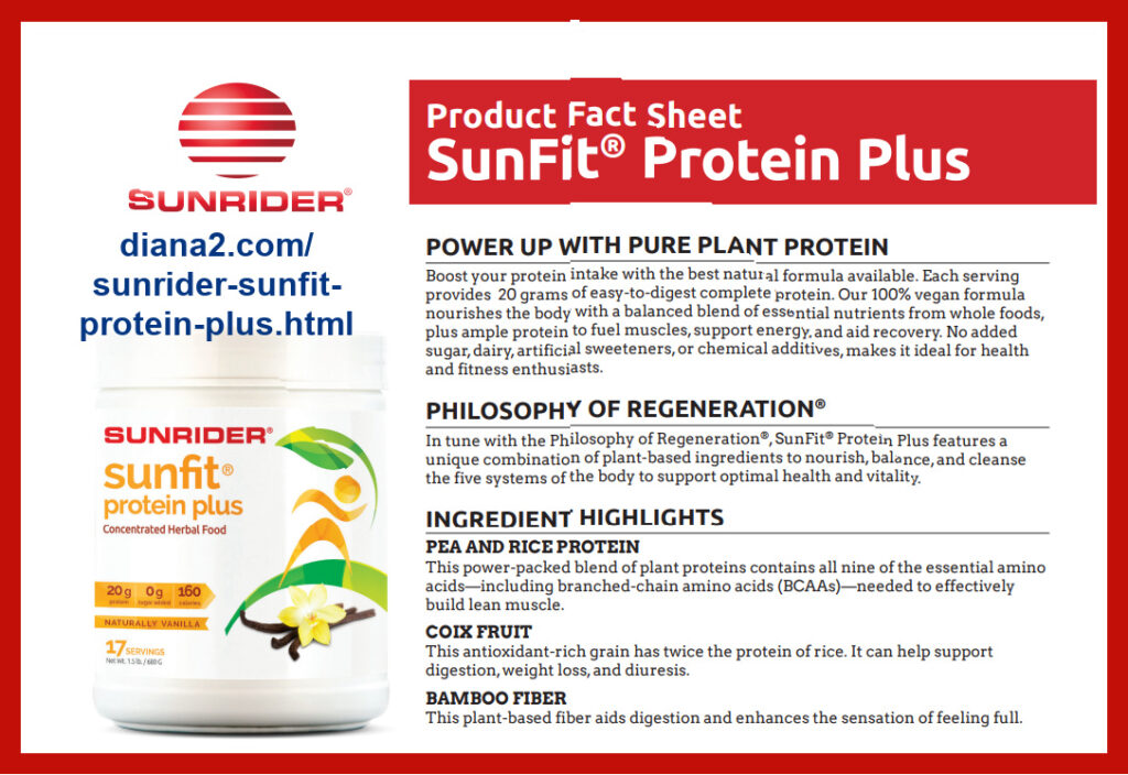 Plant Protein for Health Sunrider Protein Plus Diana Walker