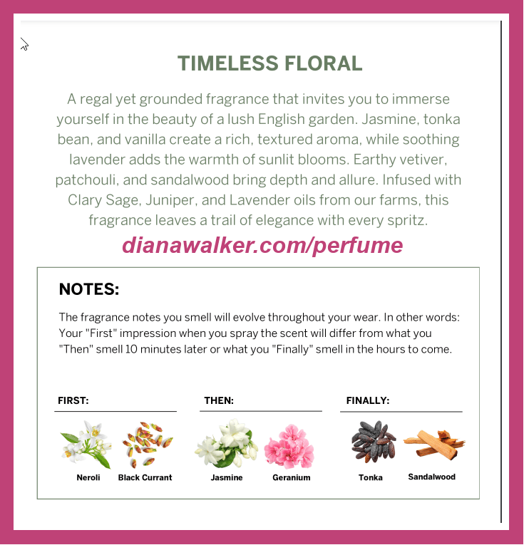 Wyld Notes Timeless Floral Perfume Diana Walker